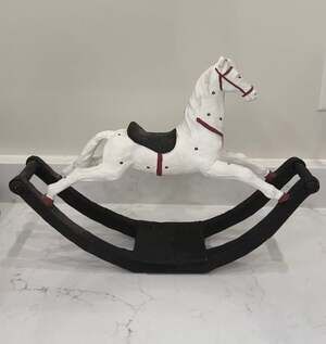 Vintage Austin Productions Large Rocking Horse Sculpture White and Black 11"